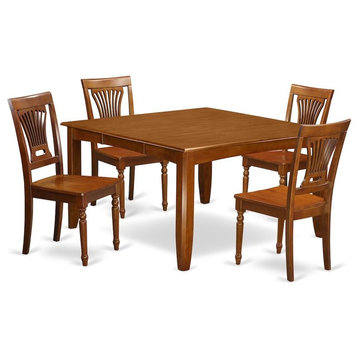5-Piece Dining Room Set, Square Table That Has An Leaf and 4 Chairs