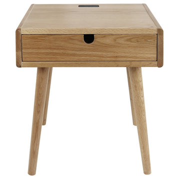 American Trails Freedom Nightstand/End Table, USB Ports, Solid American Oak