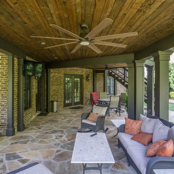 Watertight deck with T&G ceiling and pvc wrapped columns.