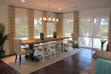 Photo of a traditional dining room in Portland with white walls.