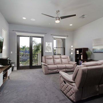 Spanish Transitional Upstairs Living Room with Balcony Access