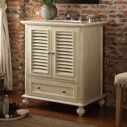 Adelina 30 inch Distressed Light Beige Finish Bathroom Vanity - Bathroom Vanities And Sink Consoles