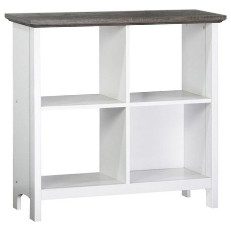 Saint Birch Olivia 4-Shelf Modern Wood Bookcase in Gray Oak/White