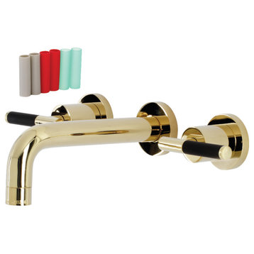 Kingston Brass KS8122CKL Two-Handle Wall Mount Bathroom Faucet, Polished Brass