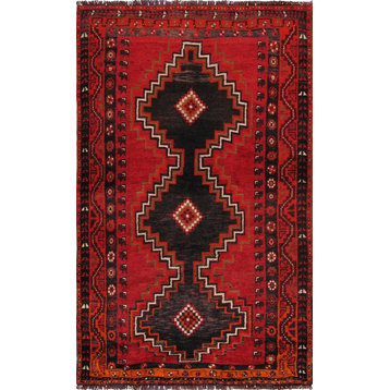 Vintage Azerbaijan Collection Hand-Knotted Lamb's Wool Area Rug- 4' 2"x 7' 2"