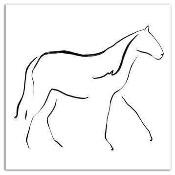 Simple Horse Sketch 16x16 Canvas Wall Art