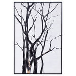 StyleCraft - Tree Study II Hand Embellished Framed Canvas Art, 24"Wx35"H2"D - Tree Study II by StyleCraft is a picture of beauty, thoughtfully named after its subject. A silhouette of a winter tree sits on canvas material, painted and embellished by hand using acrylic paint. Depth and texture in the painting method contribute to this framed canvas art's minimal and abstract aesthetic.