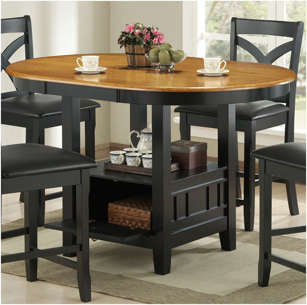 Transitional Kirwin Collection Oval Storage Counter Height Dining Table