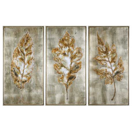 Uttermost 35334 Champagne Leaves Modern Art S/3