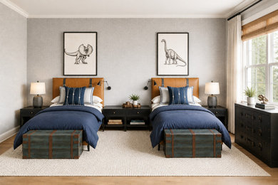 Example of a minimalist kids' room design in Los Angeles