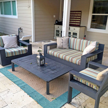 Striped patio cushion makeover