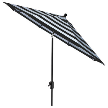 9' Round Push Tilt Market Umbrella, Black Stripe, 9ft Black