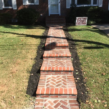 Herringbone Pavers Walkway in Silver Spring MD With Bull Nose Paver Steps