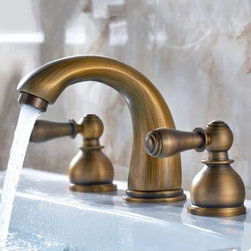 Antique Brass Widespread Two Handles Bathroom Sink Faucet T0451 - Bathroom Sink Faucets