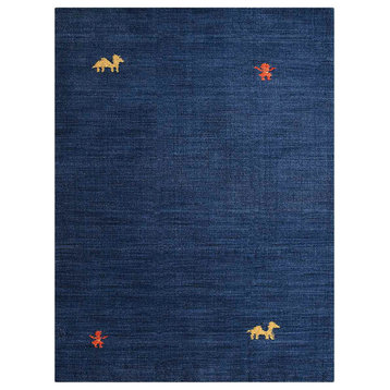 Hand Knotted Loom Wool Area Rug Contemporary Blue, [Rectangle] 6'7''x9'10''