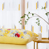 Sunshine Yellow Hummingbirds Floral Fitted & Flat Bed Sheets Set, Queen