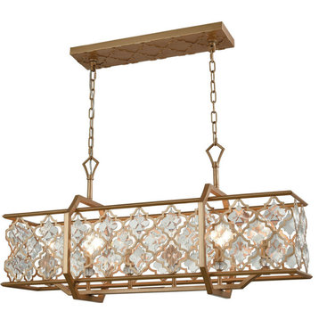 Armand 6-Light Chandelier, Matte Gold With Clear Crystal