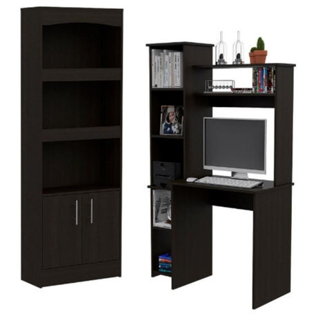 Home Square 2-Piece Set with Cabinet Bookcase and Home Office Desk