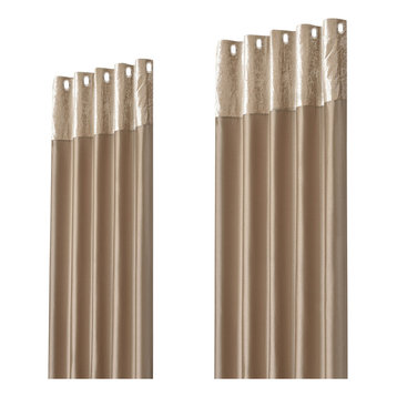 Sienna Crushed Velvet Band Curtains, Set of 2, Gold, 182x228 cm