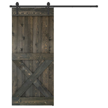 Solid Wood Barn Door, Made in USA, Hardware Kit, DIY, Ebony, 36x84"