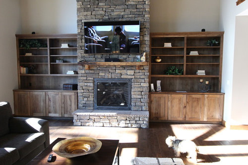 Fireplace Stonework And Built In, Rock Fireplace With Built In Bookcase Designs