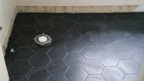 Paint Ideas For New Bathroom Black Floor White Subways - How To Paint Bathroom Tile Black