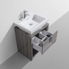 Levi Modern Bathroom Vanity With Cubby Hole, High Gloss Ash Gray, 24"