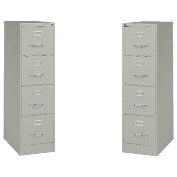 Pemberly Row 4 Drawer Metal Vertical Filing Cabinet Set in Light Gray (Set of 2)