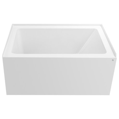 Vanity Art Alcove Soaking Acrylic Bathtub, Pure White, 48"x32", Left