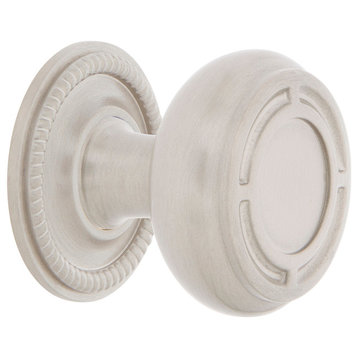 Mission Brass 1 3/8" Cabinet Knob With Rope Rose, Satin Nickel