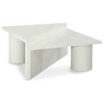 Meridian Furniture - Pavillion Coffee Table, White - Inject bold, modern styling into your living space with this Pavillion Coffee Table. The striking blend of a rich white finish and oak wood veneer exudes elegance and durability. This design is composed of two distinct tables that can be placed together for a cohesive, eye-catching centerpiece. The versatile styling options of this coffee table allow you to personalize it to your liking and create a unique look that complements your decor. With its sleek, modern styling and sturdy construction, this coffee table is sure to become the focal point of any living space.