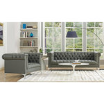 Inspired Home - Grete PU Leather Club Chair Silver Tone Nailhead Trim with Y-legs, Grey - Our PU leather chesterfield club chair adds a gentle sophistication in the confines of your living room, bedroom or entryway. Featuring rich hued button tufted PU leather with contrasting tone nail head decorative trim, this elegant accent piece provides both functionality and a focal point of color and style that seamlessly blend with your main furniture to create a dynamic and cozy interior space to come home to.