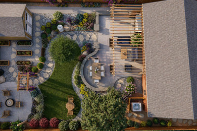 Backyard Design Paver Patio and Custom Fire Pit in Aurora
