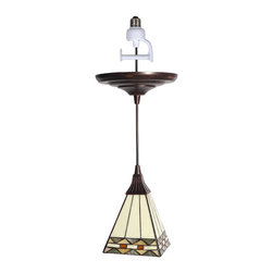 Tiffany no. 1 glass shade with antique bronze finish canopy. - Pendant Lighting