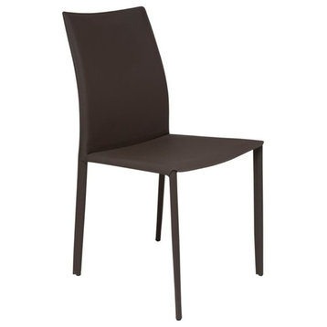 Nuevo Sienna Leather Dining Side Chair in Mink