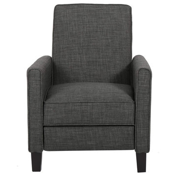 Contemporary Recliner, Polyester Upholstered Seat With Piping Details, Grey
