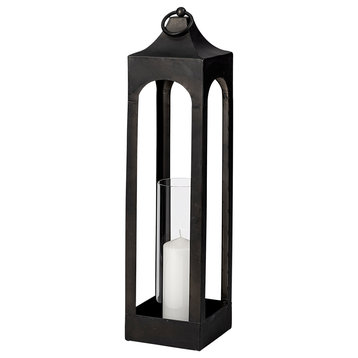 Ina Tall Charcoal Metal Candle Holder Lantern