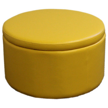 13.5"H Yellow Storage Ottoman With  4 Seating