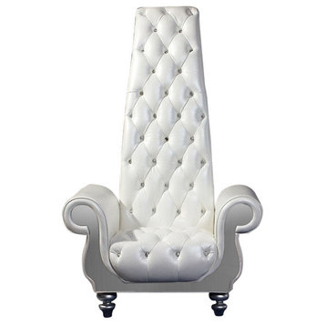 Divani Casa Luxe Neo-Classical Pearl White Italian Leather Tall Chair