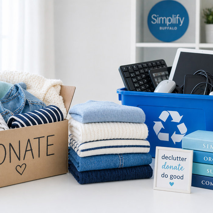 Items ready for donation and recycling drop offs
