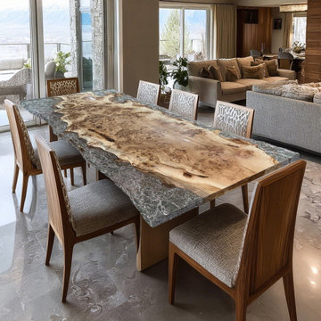 Custom Epoxy River Table-Poplar Meets Ice Crack Resin