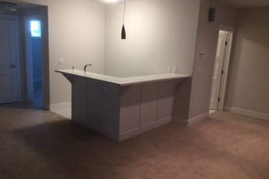Example of a transitional home design design in Edmonton