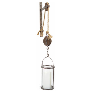 Pulley Mounted Canister 31"H Metal/Glass
