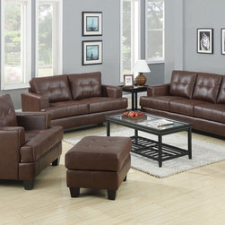 Samuel Modern Dark Brown Bonded Leather Sofa Set - $2182.70 - Living Room Furniture Sets