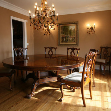 72 Round Brown Mahogany Formal Dining Room Table (AP 72 WAL) in Customer's Home