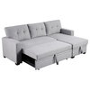 Pemberly Row Contemporary Fabric Reversible Sleeper Sectional Sofa in Light Gray