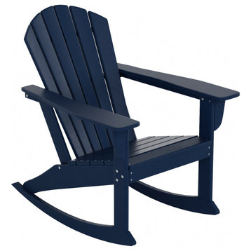 WestinTrends Outdoor Patio Poly Lumber Adirondack Porch Rocking Chair Rocker, Navy Blue
