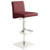 Vittoria Bar Stool in Burgundy Leather With Chrome Plated Base