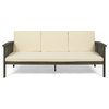 Breenda Outdoor Acacia Wood Sofa With Cushions, Gray Finish/Cream