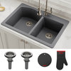 Forteza 33" Drop-In Undermount Granite Composite 60/40 Kitchen Sink, Grey